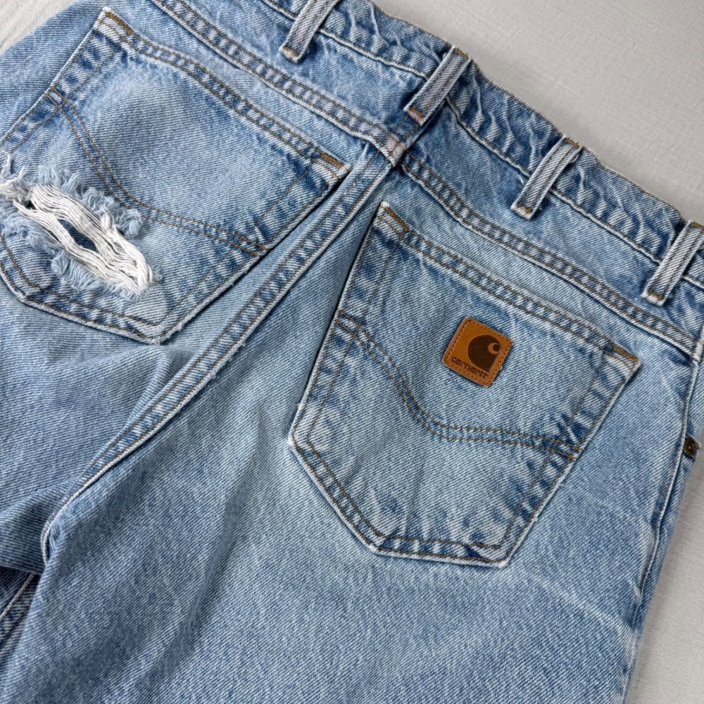 Vtg Y2k Carhartt Men Jean 31x34 Distressed Light Wash Straight Leg Blue Gorpcore